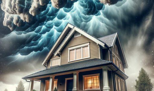 storm damage roof repair A-sturdy-house-with-a-strong-weather-resistant-roof-under-a-dramatic-sky-symbolizing-resilience-against-extreme-weather-conditions