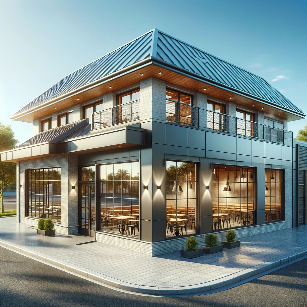 This image visually represents the specialized roofing services for restaurants